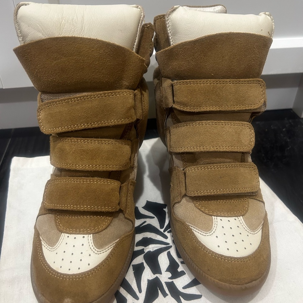 Isabel Marant Tan and Cream Sneakers